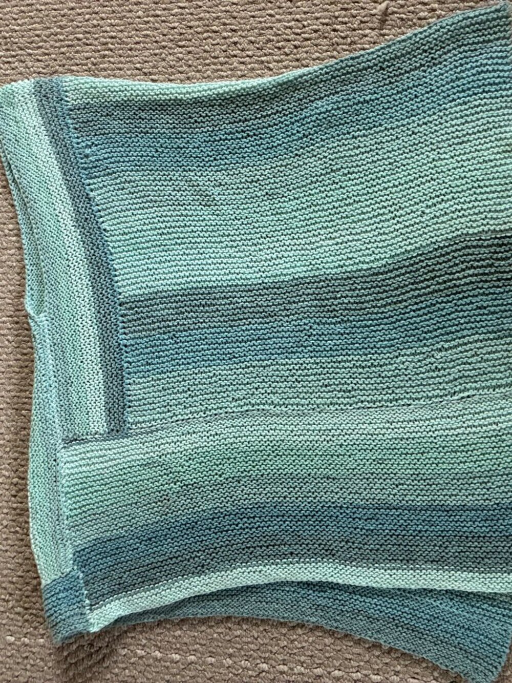 Handmade Crochet Poncho Blue Green Teal Ombre One Size